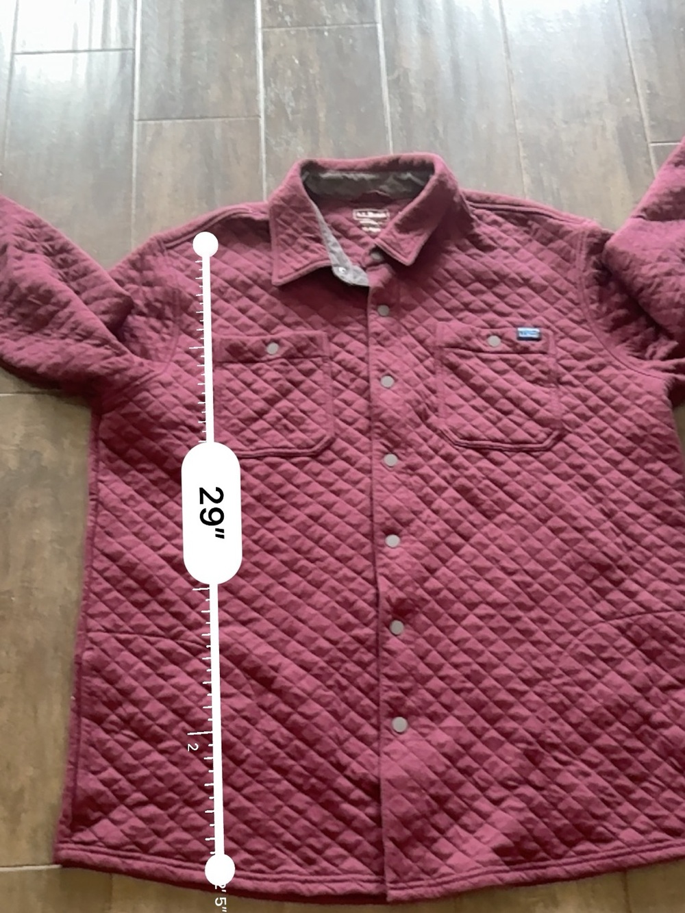 L.L. Bean Traditional Fit Quilted Snap Front Overshirt Burgundy Men’s XL Reg - Picture 7 of 9